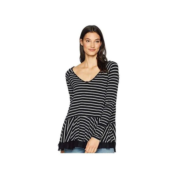 ✨Free People Tangerine Stripe Black Sz Small Top✨ - Picture 3 of 11